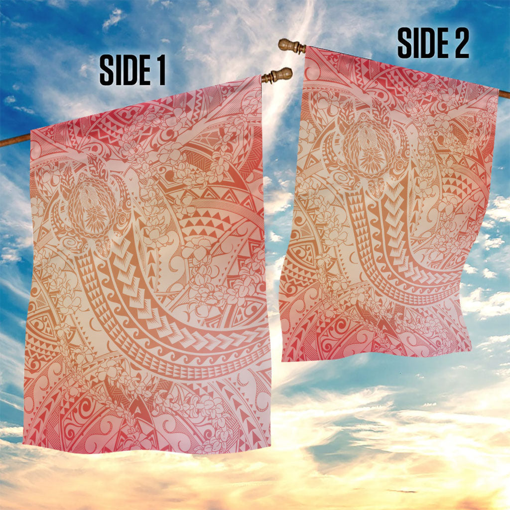 Hawaiian Turtles and Leis Garden Flag Tribal Kakau Pattern Peach Fuzz Color LT03 - Polynesian Pride