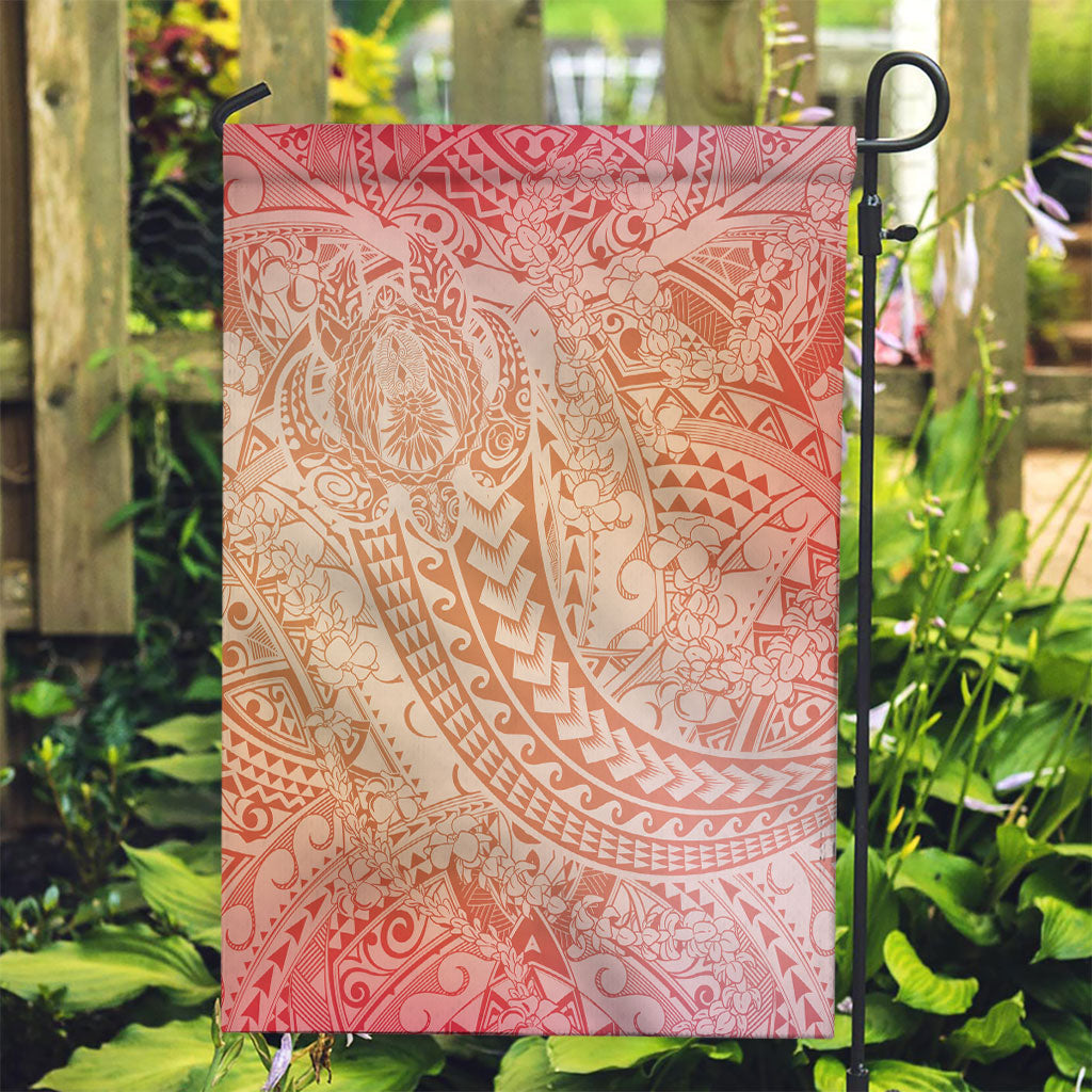 Hawaiian Turtles and Leis Garden Flag Tribal Kakau Pattern Peach Fuzz Color LT03 Garden Flag Peach Fuzz - Polynesian Pride