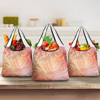Hawaiian Turtles and Leis Grocery Bag Tribal Kakau Pattern Peach Fuzz Color LT03 3-pack One Size Peach Fuzz - Polynesian Pride