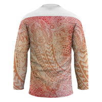 Hawaiian Turtles and Leis Hockey Jersey Tribal Kakau Pattern Peach Fuzz Color LT03 - Polynesian Pride