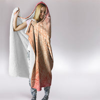 Hawaiian Turtles and Leis Hooded Blanket Tribal Kakau Pattern Peach Fuzz Color LT03 - Polynesian Pride