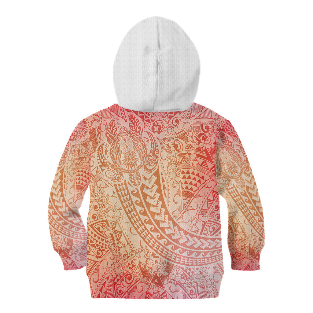 Hawaiian Turtles and Leis Kid Hoodie Tribal Kakau Pattern Peach Fuzz Color LT03 - Polynesian Pride