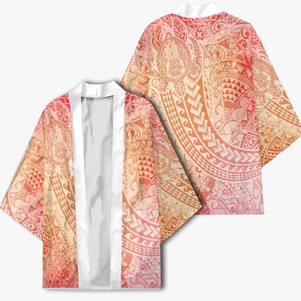 Hawaiian Turtles and Leis Kimono Tribal Kakau Pattern Peach Fuzz Color LT03 - Polynesian Pride