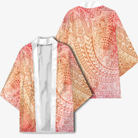 Hawaiian Turtles and Leis Kimono Tribal Kakau Pattern Peach Fuzz Color LT03 - Polynesian Pride