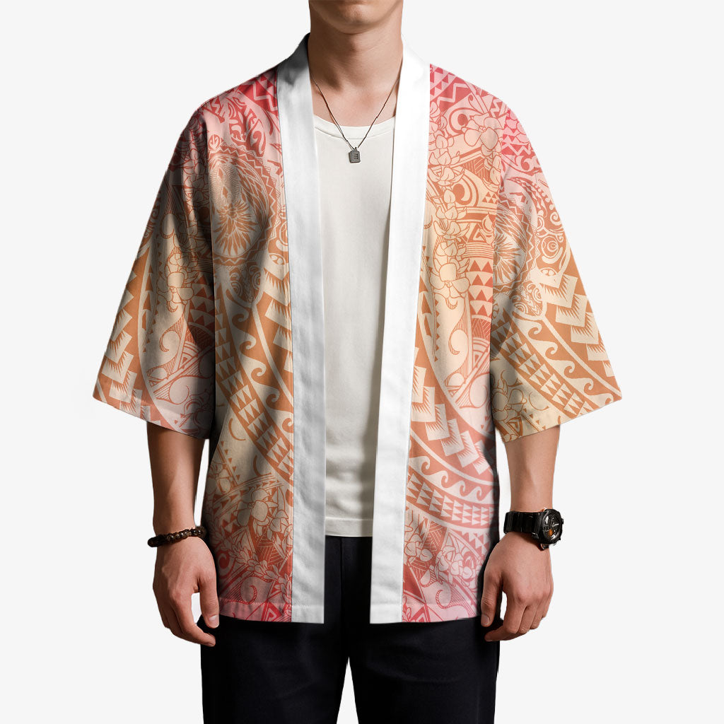 Hawaiian Turtles and Leis Kimono Tribal Kakau Pattern Peach Fuzz Color LT03 - Polynesian Pride