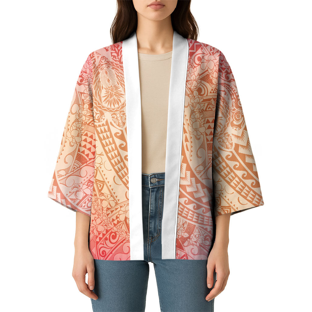 Hawaiian Turtles and Leis Kimono Tribal Kakau Pattern Peach Fuzz Color LT03 - Polynesian Pride