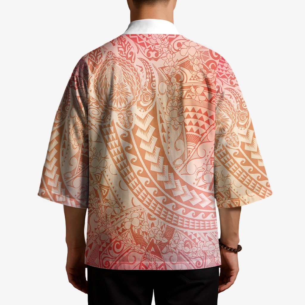 Hawaiian Turtles and Leis Kimono Tribal Kakau Pattern Peach Fuzz Color LT03 - Polynesian Pride