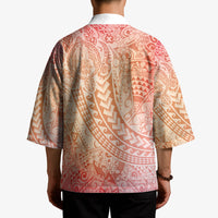 Hawaiian Turtles and Leis Kimono Tribal Kakau Pattern Peach Fuzz Color LT03 - Polynesian Pride