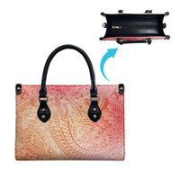 Hawaiian Turtles and Leis Leather Bag Tribal Kakau Pattern Peach Fuzz Color LT03 - Polynesian Pride