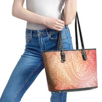 Hawaiian Turtles and Leis Leather Tote Bag Tribal Kakau Pattern Peach Fuzz Color LT03 - Polynesian Pride