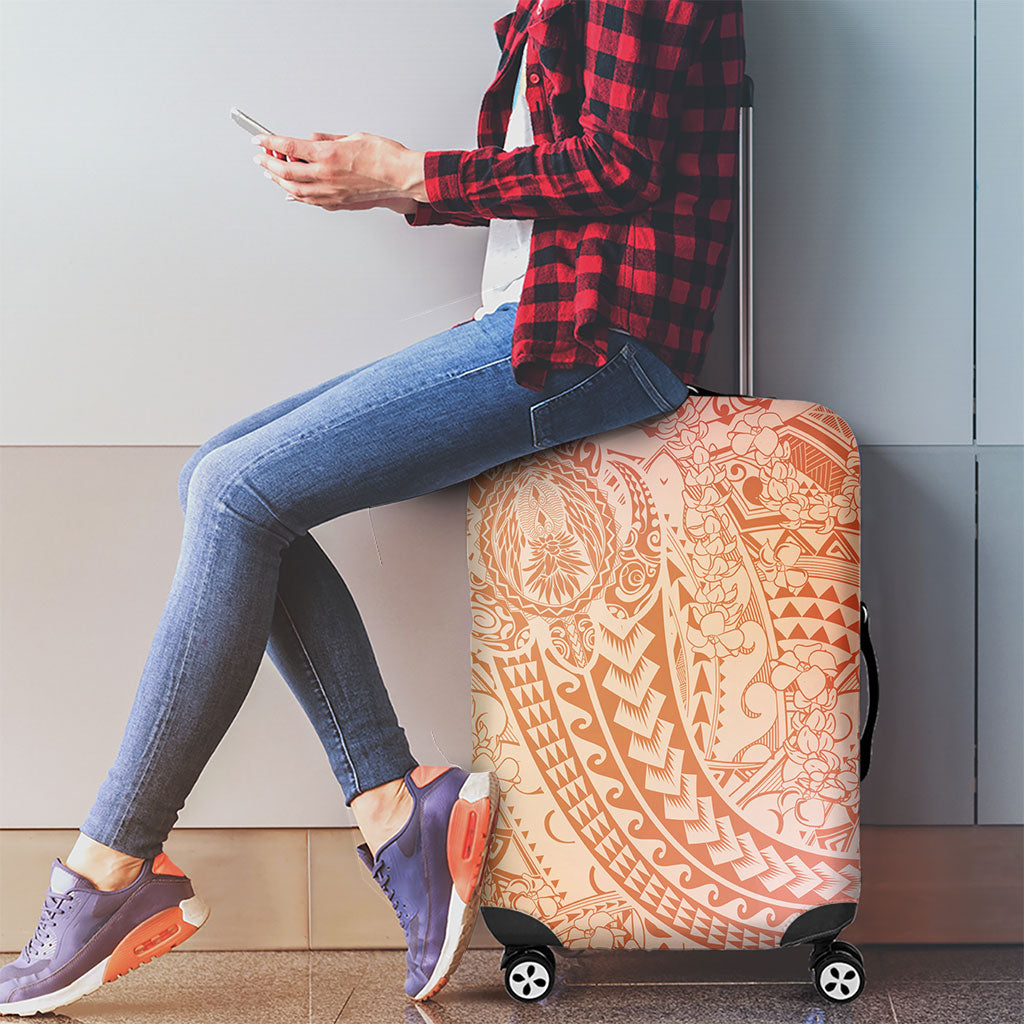 Hawaiian Turtles and Leis Luggage Cover Tribal Kakau Pattern Peach Fuzz Color LT03 - Polynesian Pride