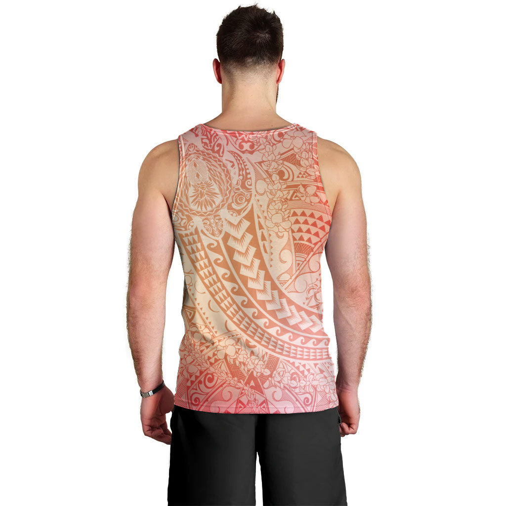 Hawaiian Turtles and Leis Men Tank Top Tribal Kakau Pattern Peach Fuzz Color LT03 - Polynesian Pride