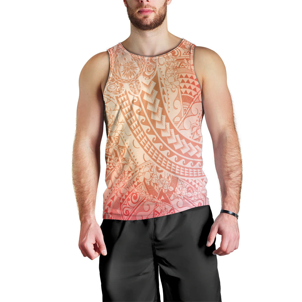 Hawaiian Turtles and Leis Men Tank Top Tribal Kakau Pattern Peach Fuzz Color LT03 - Polynesian Pride
