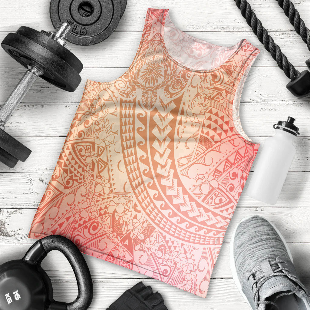Hawaiian Turtles and Leis Men Tank Top Tribal Kakau Pattern Peach Fuzz Color LT03 - Polynesian Pride