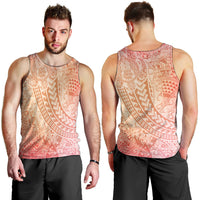 Hawaiian Turtles and Leis Men Tank Top Tribal Kakau Pattern Peach Fuzz Color LT03 - Polynesian Pride