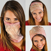 Hawaiian Turtles and Leis Neck Gaiter Tribal Kakau Pattern Peach Fuzz Color LT03 - Polynesian Pride