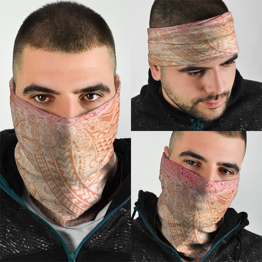 Hawaiian Turtles and Leis Neck Gaiter Tribal Kakau Pattern Peach Fuzz Color LT03 - Polynesian Pride
