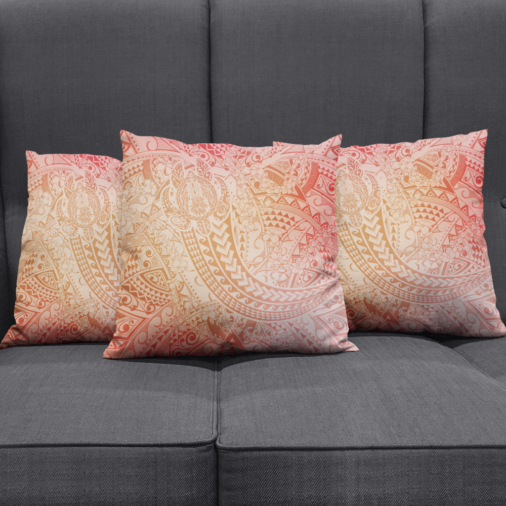 Hawaiian Turtles and Leis Pillow Cover Tribal Kakau Pattern Peach Fuzz Color LT03 - Polynesian Pride