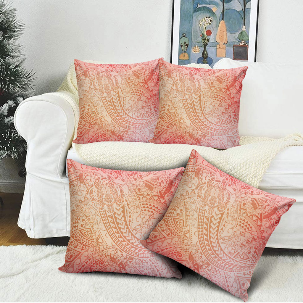 Hawaiian Turtles and Leis Pillow Cover Tribal Kakau Pattern Peach Fuzz Color LT03 - Polynesian Pride