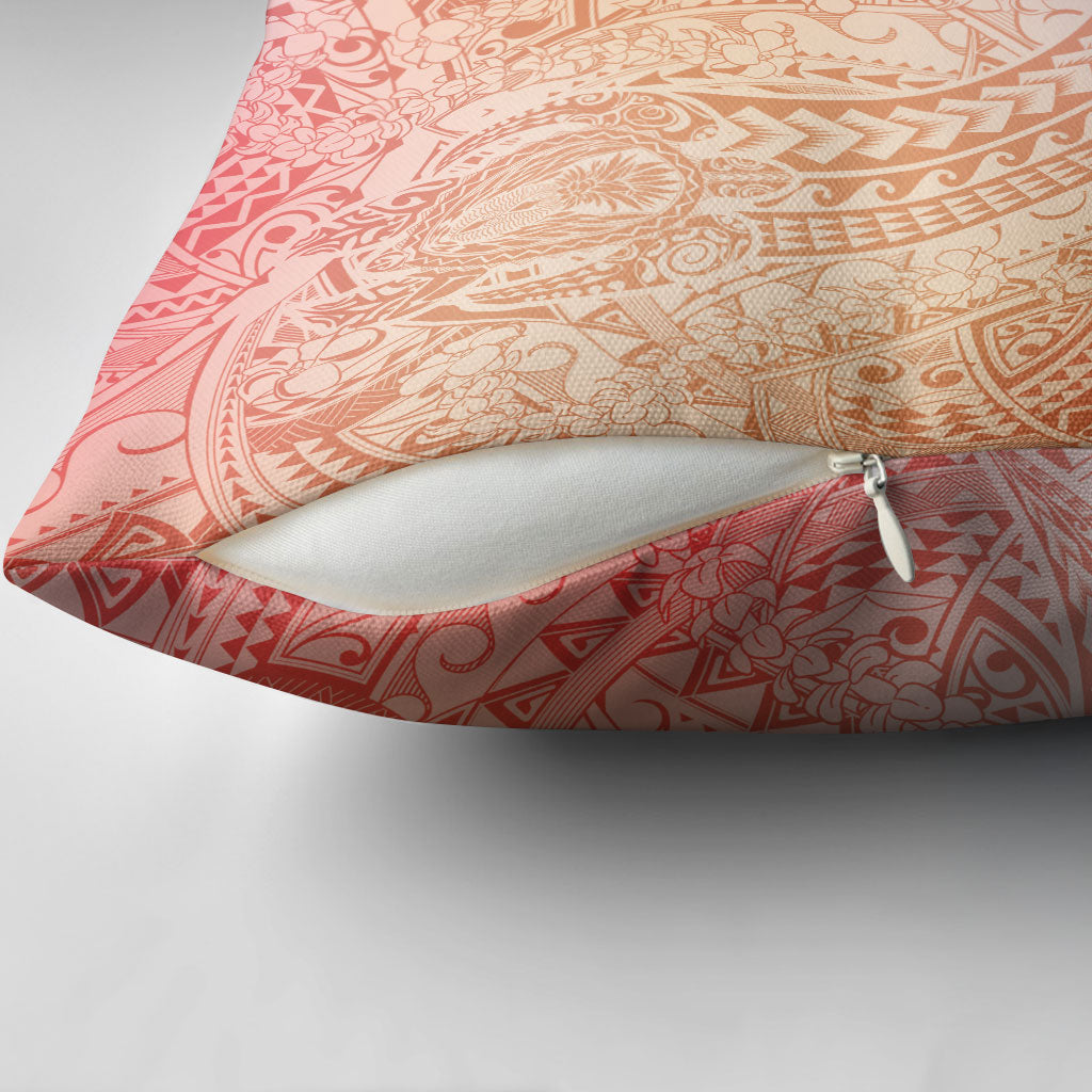 Hawaiian Turtles and Leis Pillow Cover Tribal Kakau Pattern Peach Fuzz Color LT03 - Polynesian Pride
