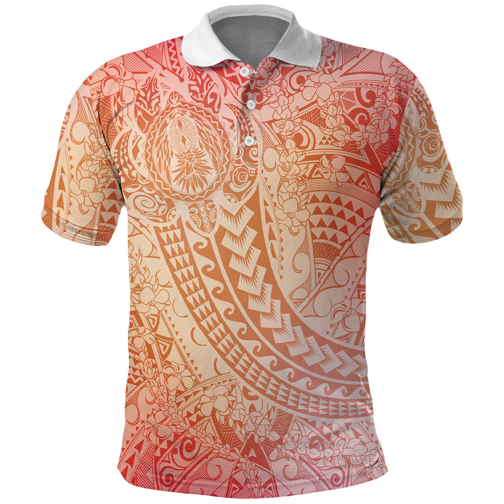 Hawaiian Turtles and Leis Polo Shirt Tribal Kakau Pattern Peach Fuzz Color LT03 Peach Fuzz - Polynesian Pride