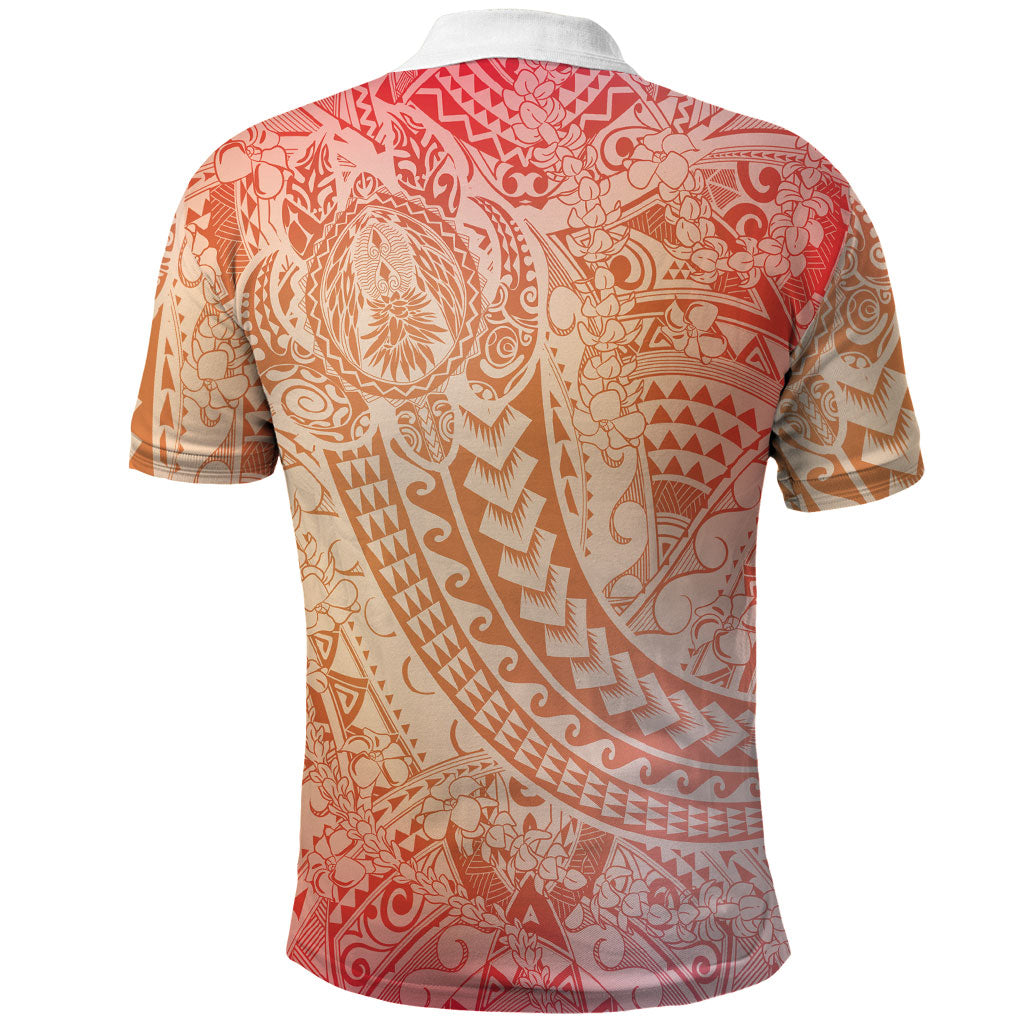 Hawaiian Turtles and Leis Polo Shirt Tribal Kakau Pattern Peach Fuzz Color LT03 - Polynesian Pride
