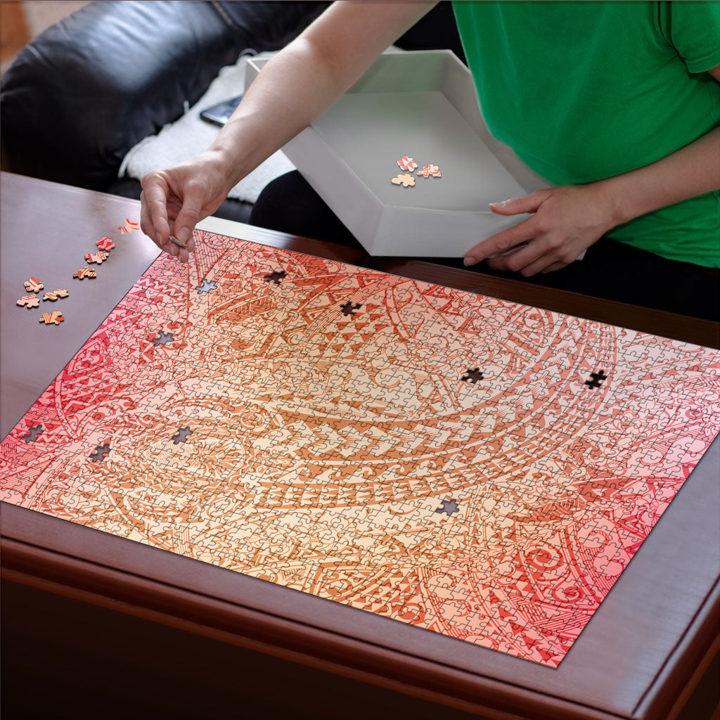 Hawaiian Turtles and Leis Puzzle Tribal Kakau Pattern Peach Fuzz Color LT03 - Polynesian Pride