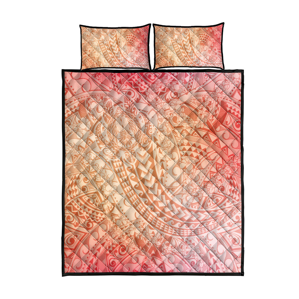 Hawaiian Turtles and Leis Quilt Bed Set Tribal Kakau Pattern Peach Fuzz Color LT03 - Polynesian Pride