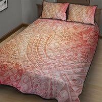 Hawaiian Turtles and Leis Quilt Bed Set Tribal Kakau Pattern Peach Fuzz Color LT03 - Polynesian Pride