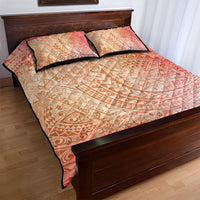 Hawaiian Turtles and Leis Quilt Bed Set Tribal Kakau Pattern Peach Fuzz Color LT03 - Polynesian Pride