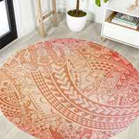 Hawaiian Turtles and Leis Round Carpet Tribal Kakau Pattern Peach Fuzz Color LT03 Peach Fuzz - Polynesian Pride