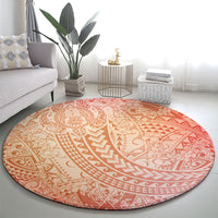 Hawaiian Turtles and Leis Round Carpet Tribal Kakau Pattern Peach Fuzz Color LT03 - Polynesian Pride