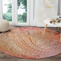 Hawaiian Turtles and Leis Round Carpet Tribal Kakau Pattern Peach Fuzz Color LT03 - Polynesian Pride
