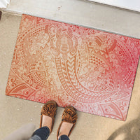 Hawaiian Turtles and Leis Rubber Doormat Tribal Kakau Pattern Peach Fuzz Color LT03 - Polynesian Pride