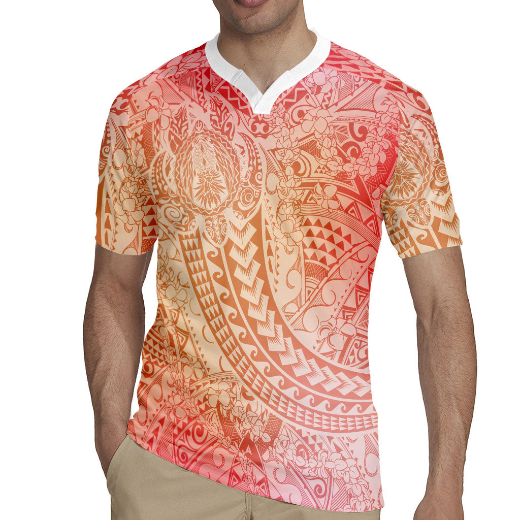 Hawaiian Turtles and Leis Rugby Jersey Tribal Kakau Pattern Peach Fuzz Color LT03 - Polynesian Pride