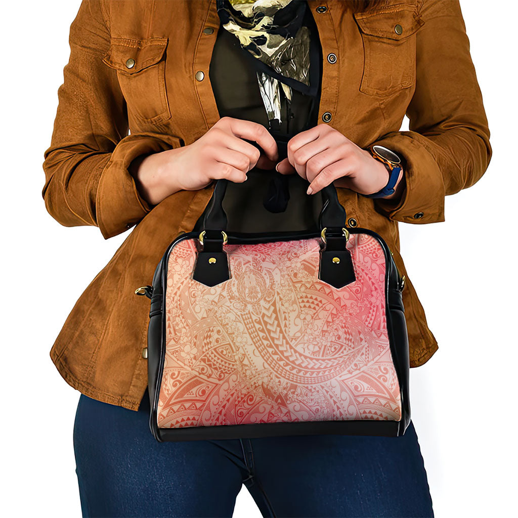 Hawaiian Turtles and Leis Shoulder Handbag Tribal Kakau Pattern Peach Fuzz Color LT03 - Polynesian Pride