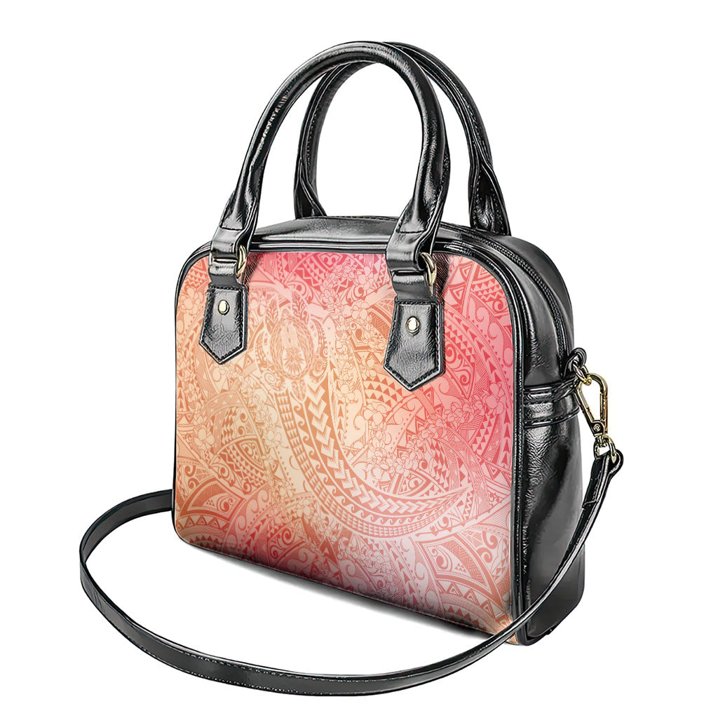 Hawaiian Turtles and Leis Shoulder Handbag Tribal Kakau Pattern Peach Fuzz Color LT03 - Polynesian Pride