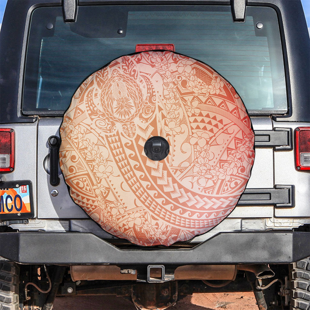 Hawaiian Turtles and Leis Spare Tire Cover Tribal Kakau Pattern Peach Fuzz Color LT03 Peach Fuzz - Polynesian Pride