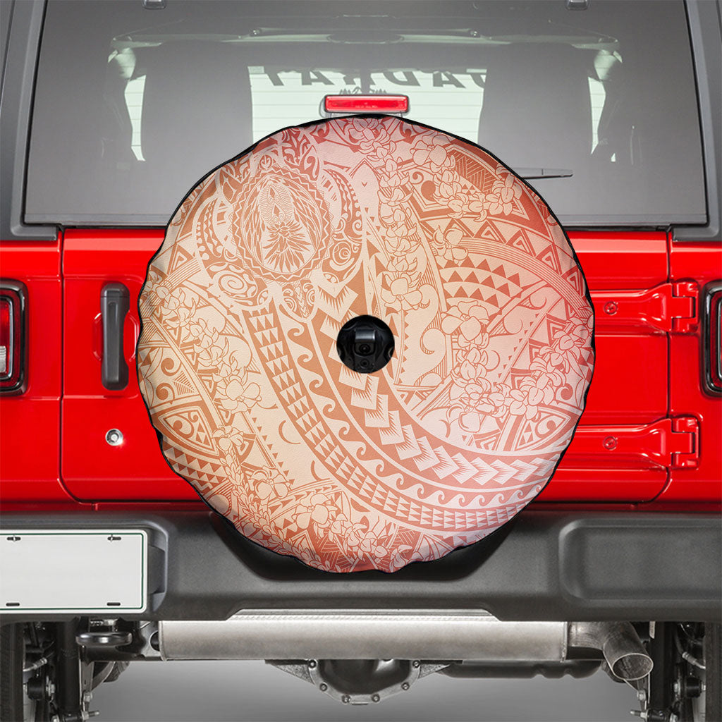 Hawaiian Turtles and Leis Spare Tire Cover Tribal Kakau Pattern Peach Fuzz Color LT03 - Polynesian Pride