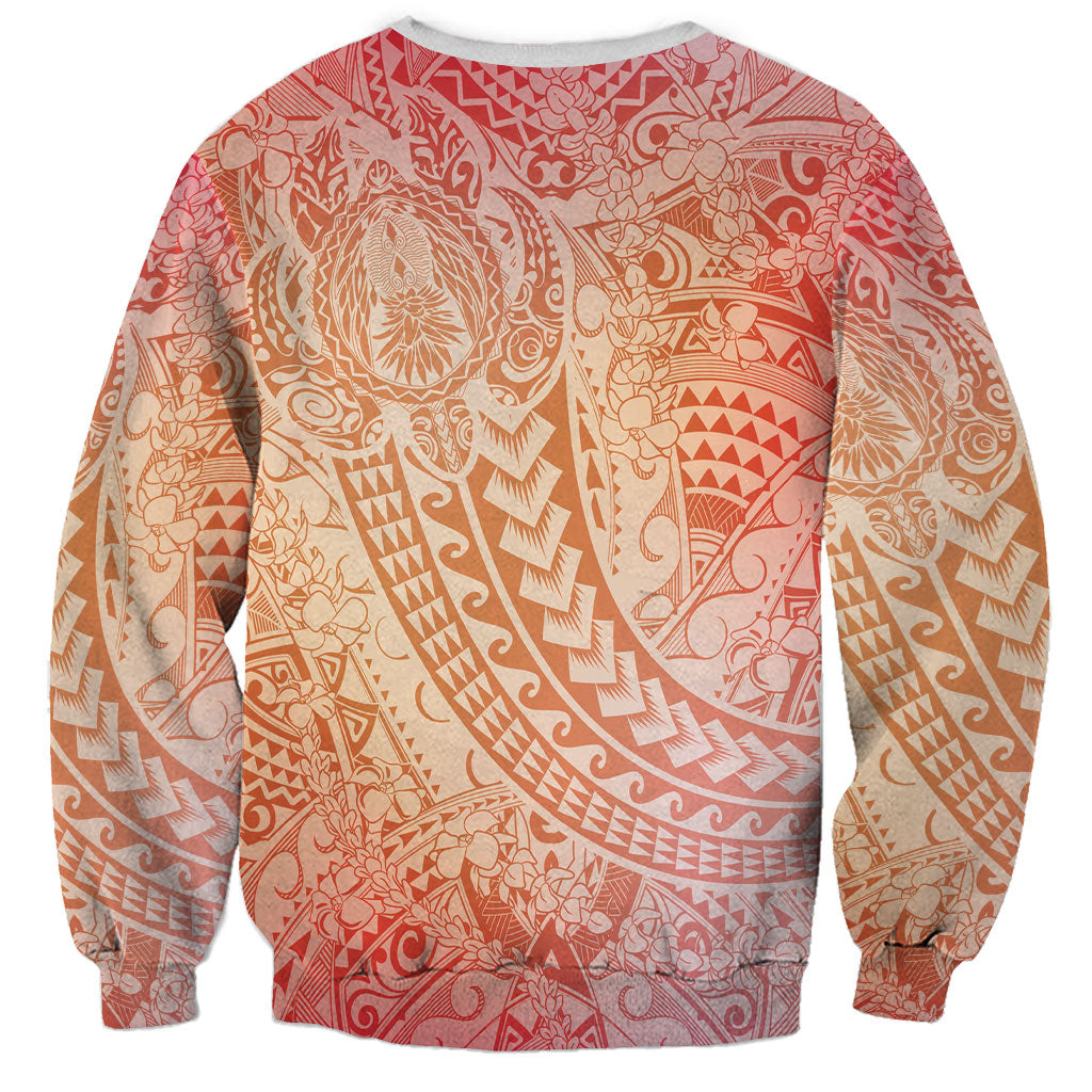 Hawaiian Turtles and Leis Sweatshirt Tribal Kakau Pattern Peach Fuzz Color LT03 - Polynesian Pride