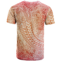 Hawaiian Turtles and Leis T Shirt Tribal Kakau Pattern Peach Fuzz Color LT03 - Polynesian Pride
