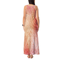 Hawaiian Turtles and Leis Tank Maxi Dress Tribal Kakau Pattern Peach Fuzz Color LT03 - Polynesian Pride