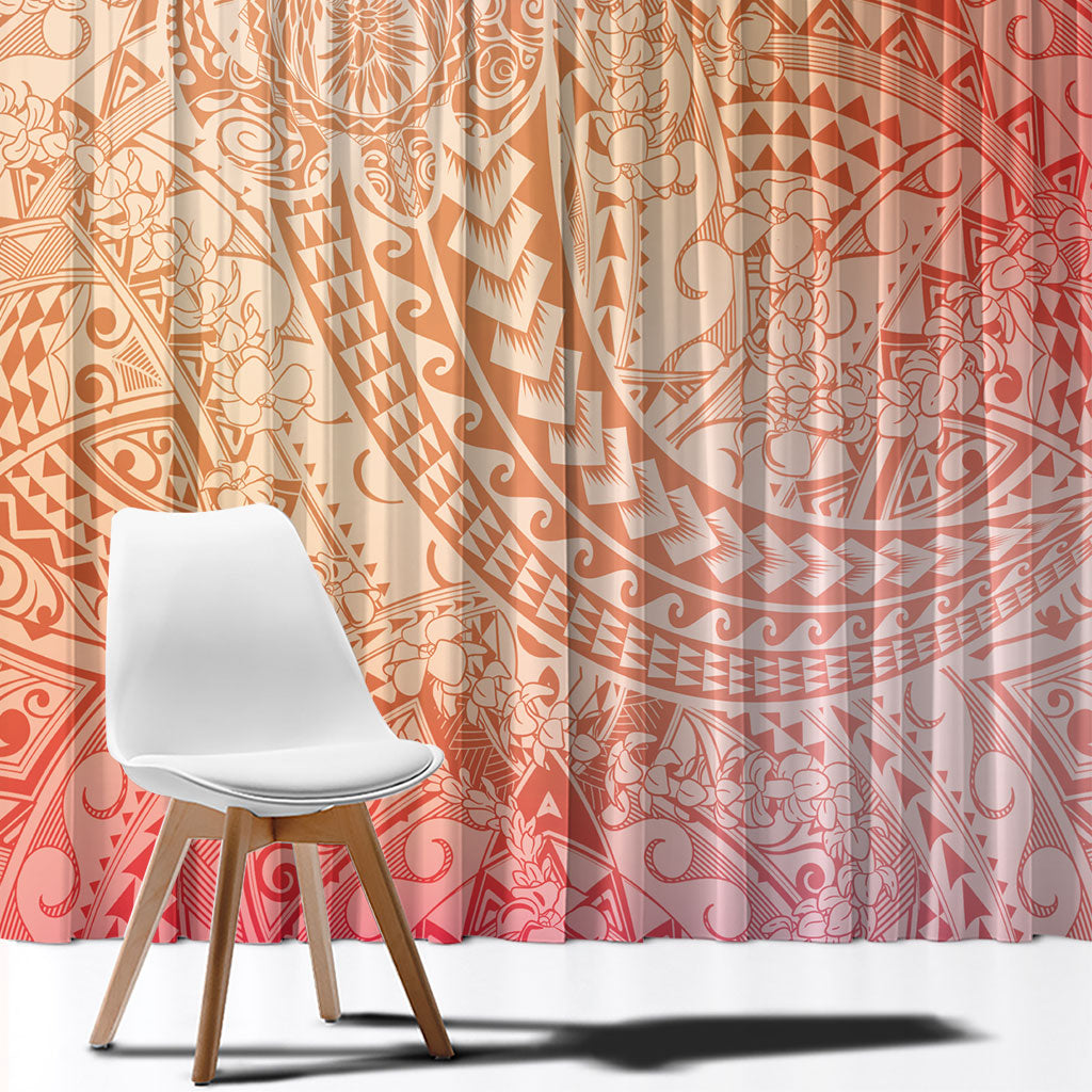 Hawaiian Turtles and Leis Window Curtain Tribal Kakau Pattern Peach Fuzz Color LT03 - Polynesian Pride