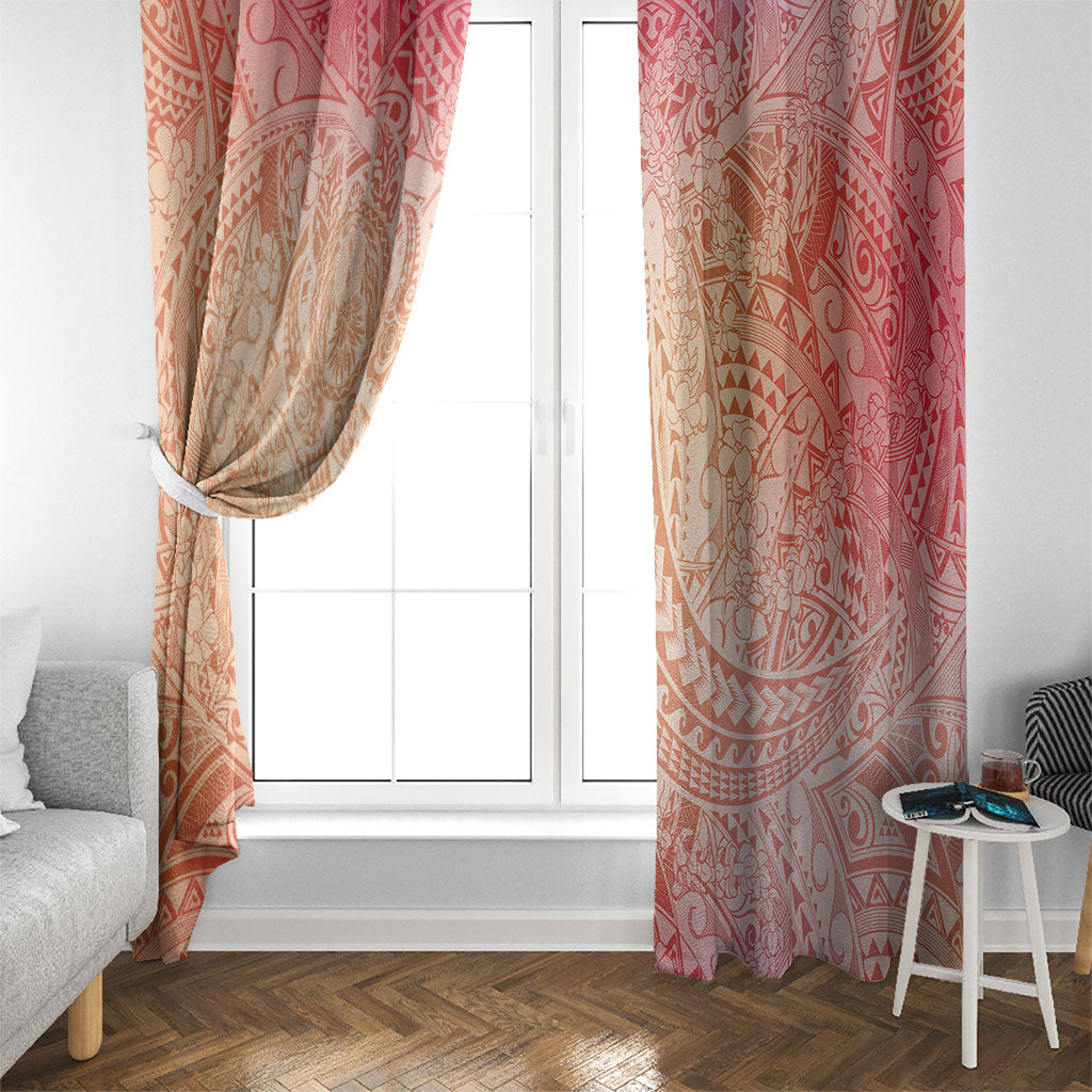 Hawaiian Turtles and Leis Window Curtain Tribal Kakau Pattern Peach Fuzz Color LT03 - Polynesian Pride