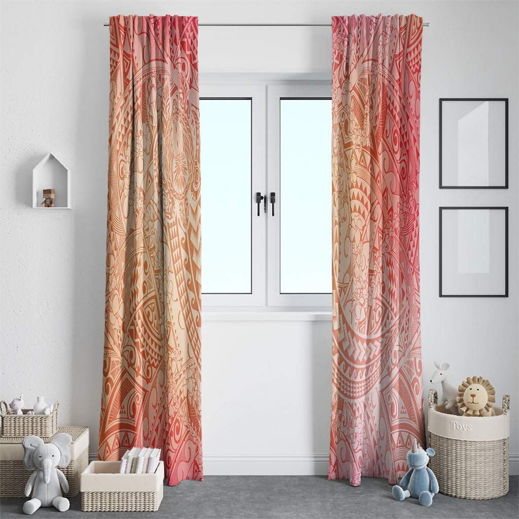 Hawaiian Turtles and Leis Window Curtain Tribal Kakau Pattern Peach Fuzz Color LT03 - Polynesian Pride