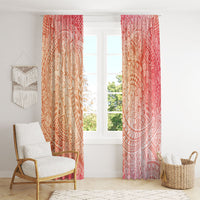 Hawaiian Turtles and Leis Window Curtain Tribal Kakau Pattern Peach Fuzz Color LT03 - Polynesian Pride