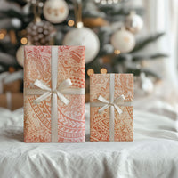 Hawaiian Turtles and Leis Wrapping Paper Tribal Kakau Pattern Peach Fuzz Color LT03 - Polynesian Pride
