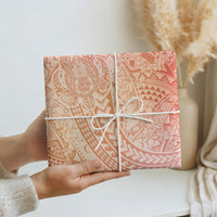 Hawaiian Turtles and Leis Wrapping Paper Tribal Kakau Pattern Peach Fuzz Color LT03 - Polynesian Pride