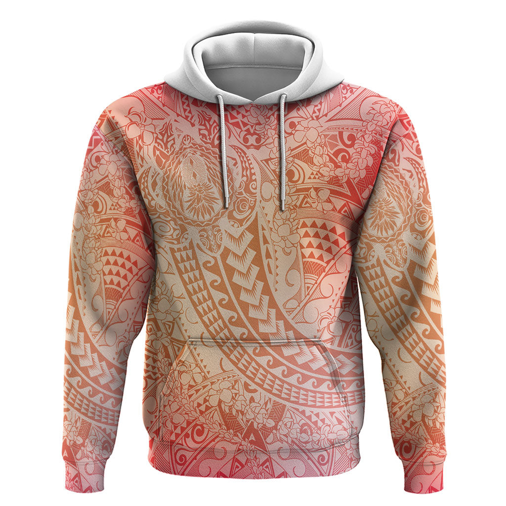 Hawaiian Turtles and Leis Zip Hoodie Tribal Kakau Pattern Peach Fuzz Color LT03 Pullover Hoodie Peach Fuzz - Polynesian Pride