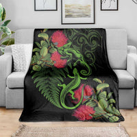 New Zealand Chameleon and Gecko Blanket Maori Silver Fern and Pohutukawa Decoration